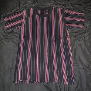 Black, Red, White, and Purple Striped Shirt